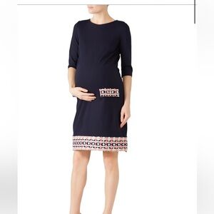 NWT Madderson London Navy Maternity Dress with Embroidered Accents